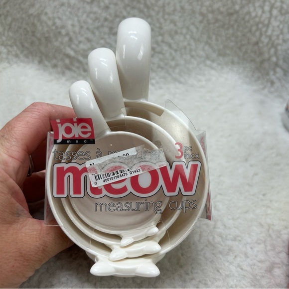 Meow kitty plastic measureing cups 2015 MSC 3 pc stackable white pink - Picture 4 of 8